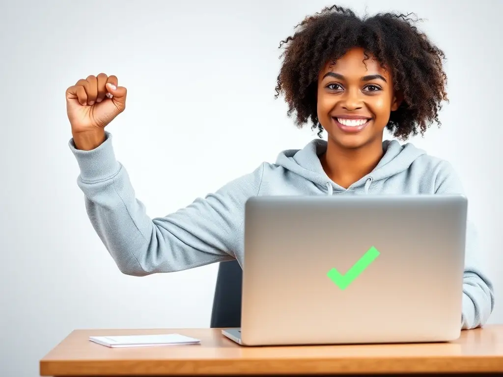 An image of a student successfully completing a coding challenge, highlighting the practical application of skills learned in the training program.